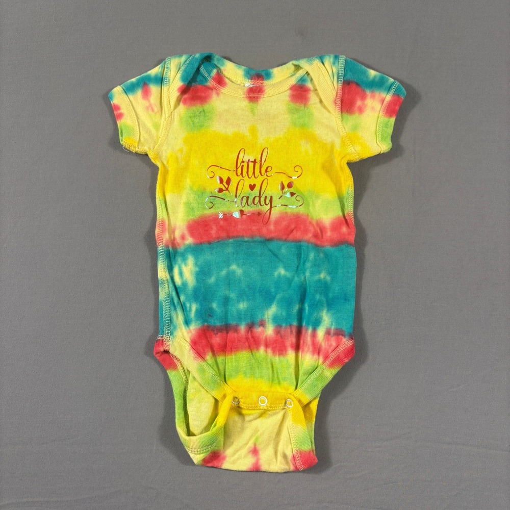 Rabbit Skins Little Lady Tie Dye Bodysuit Multi Color Cotton 6 Months